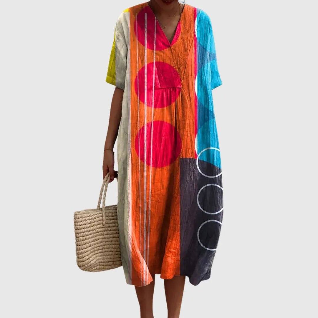 Talia | Abstract Radiance Midi Dress - Benjamin New York