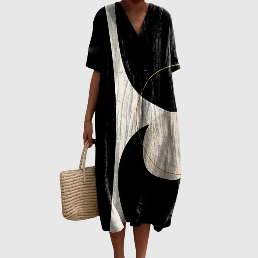 Sienna | Modern Flow Abstract Midi Dress - Benjamin New York
