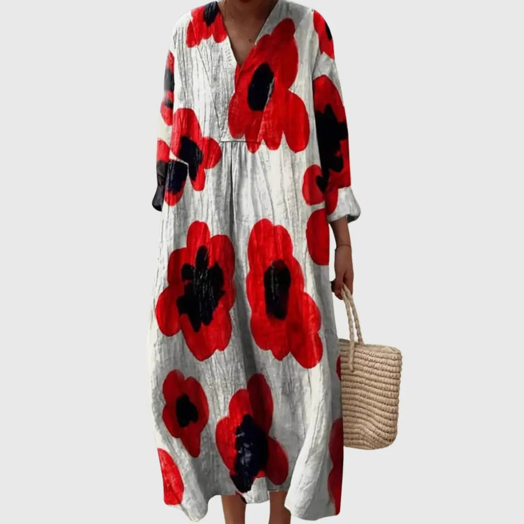 Imogen | Bold Poppy Print Maxi Dress - Benjamin New York