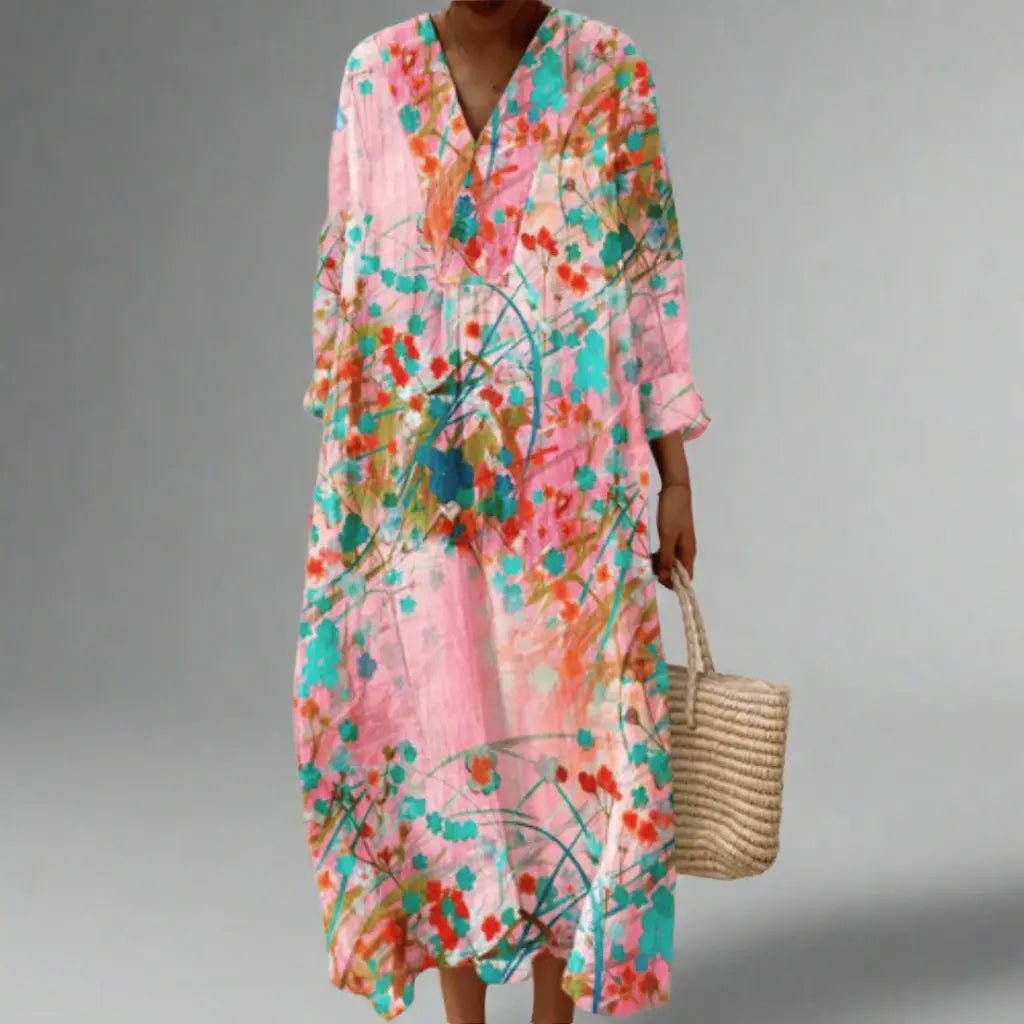 Lana | Soft Blush Floral Flow Dress - Benjamin New York