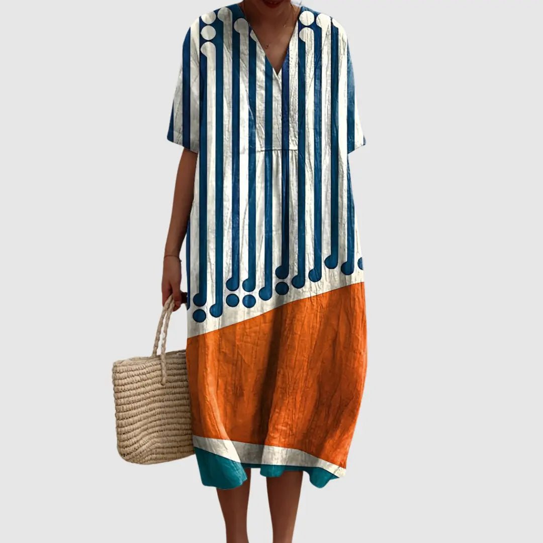Tessa | Retro Rhythm Graphic Midi Dress - Benjamin New York