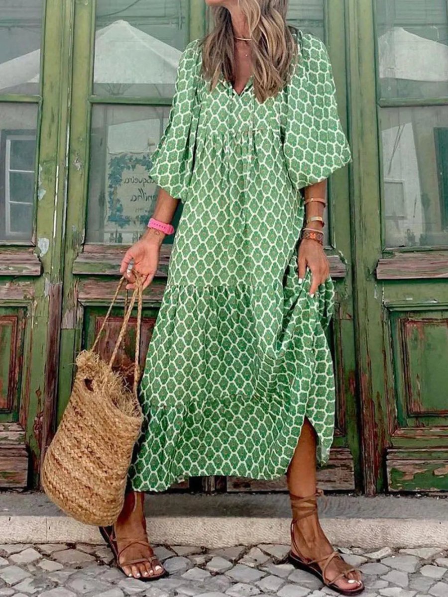 Paisley | Boho Breeze V - Neck Maxi Dress - Benjamin New York