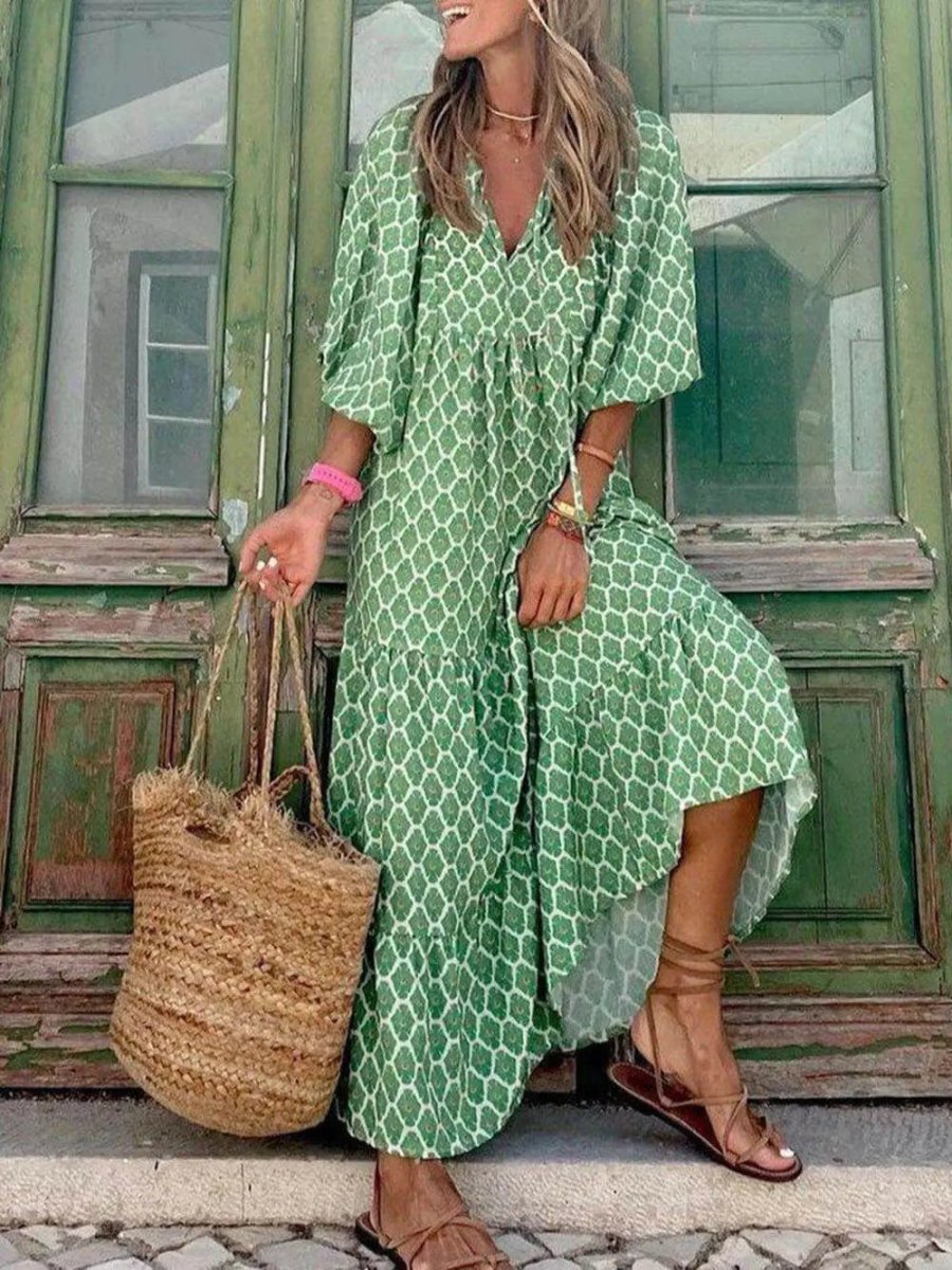 Paisley | Boho Breeze V - Neck Maxi Dress - Benjamin New York