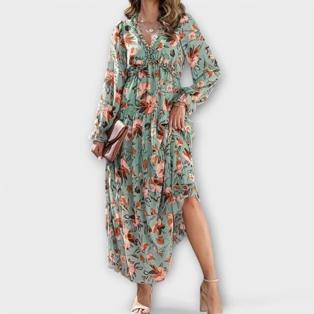 Lillian | Romantic Sheer Floral Maxi Dress - Benjamin New York