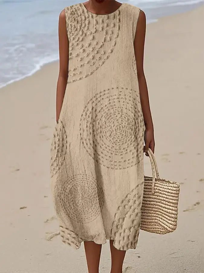 Eliza | Soft Embroidered Sleeveless Midi Dress - Benjamin New York
