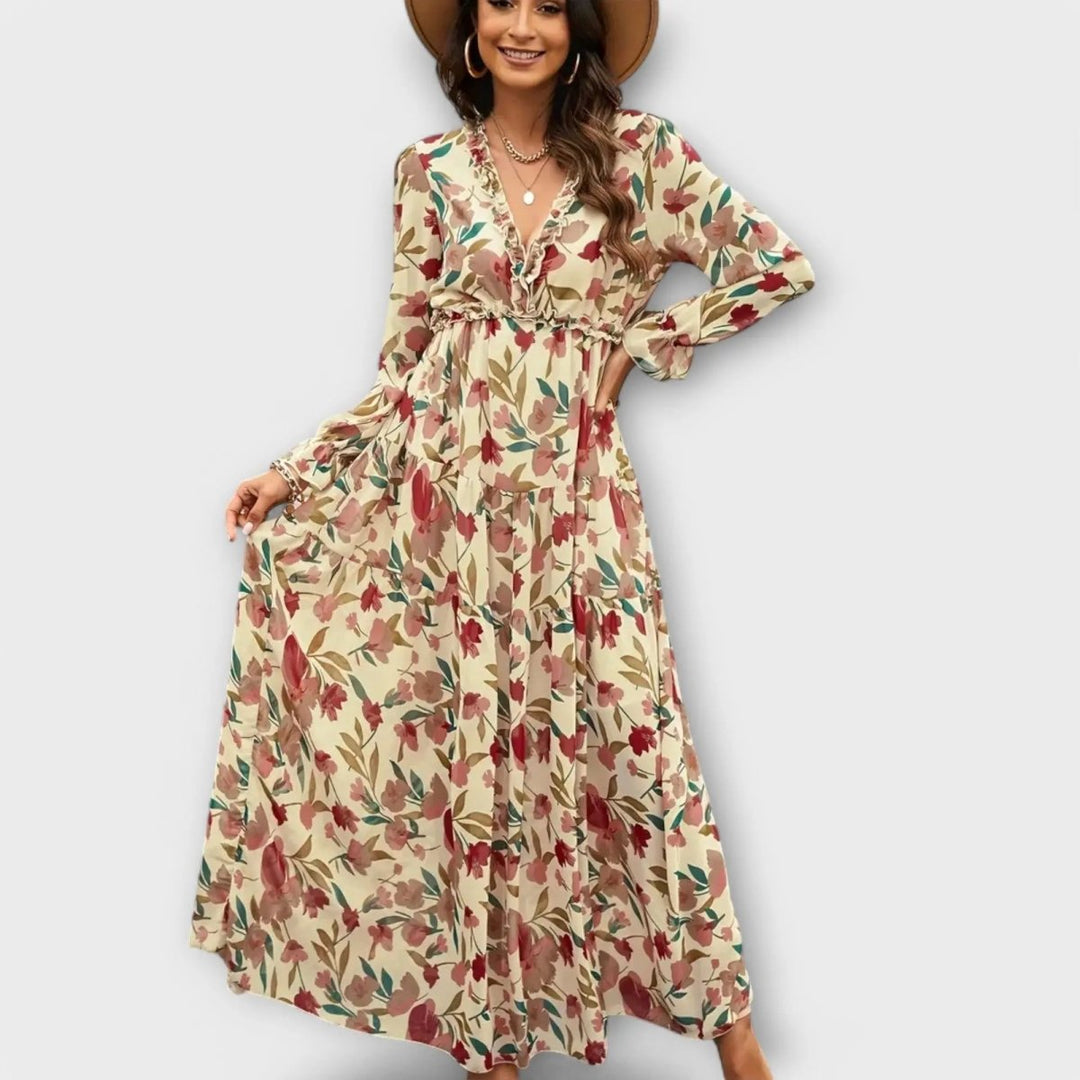 Lillian | Romantic Sheer Floral Maxi Dress - Benjamin New York