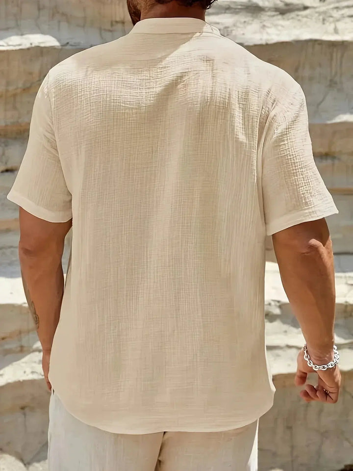 Scott | Cozy Stand - Collar Summer Shirt - Benjamin New York