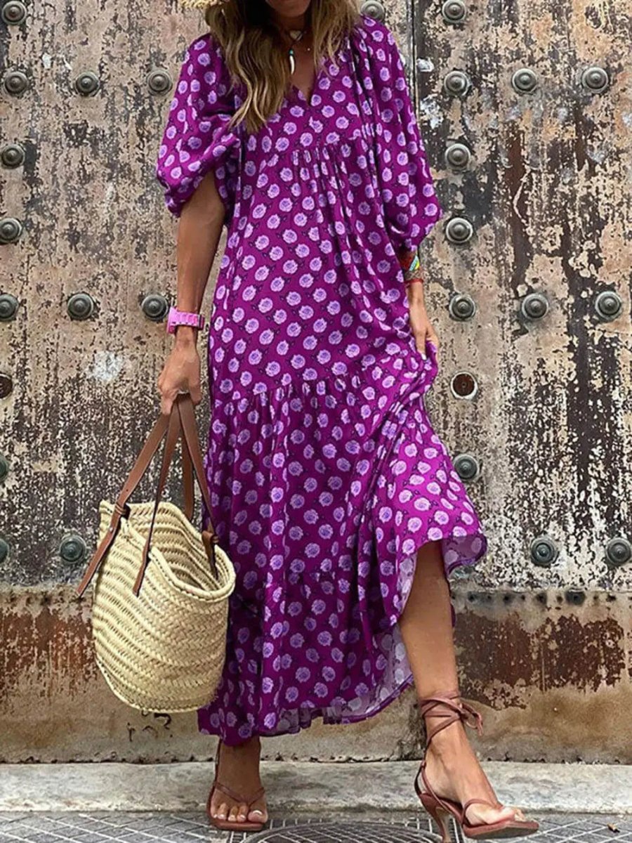 Paisley | Boho Breeze V - Neck Maxi Dress - Benjamin New York