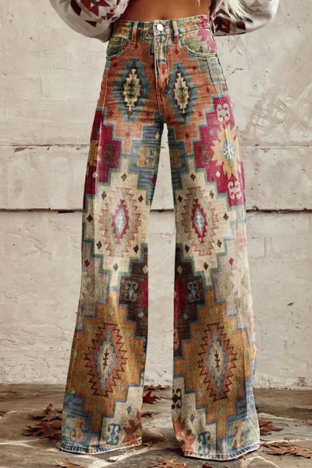 Sahara | Aztec Tapestry High - Waisted Wide - Leg Jeans - Benjamin New York