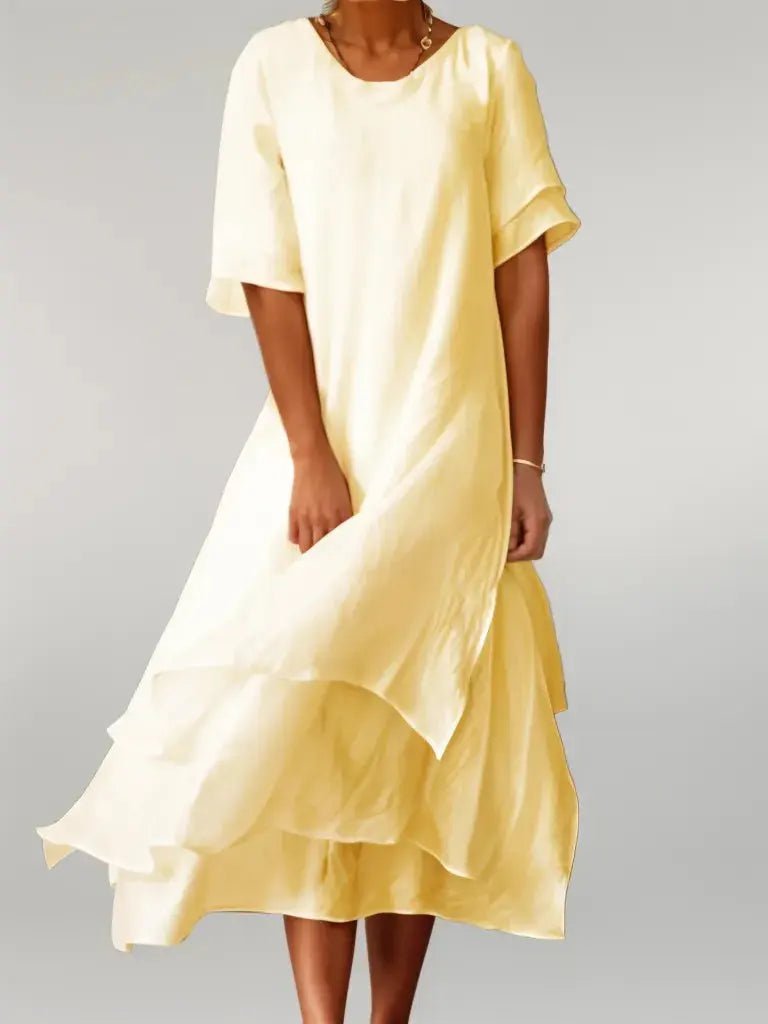 Amelie | Soft Tiered Asymmetrical Midi Dress - Benjamin New York
