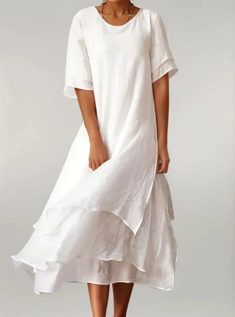 Amelie | Soft Tiered Asymmetrical Midi Dress - Benjamin New York