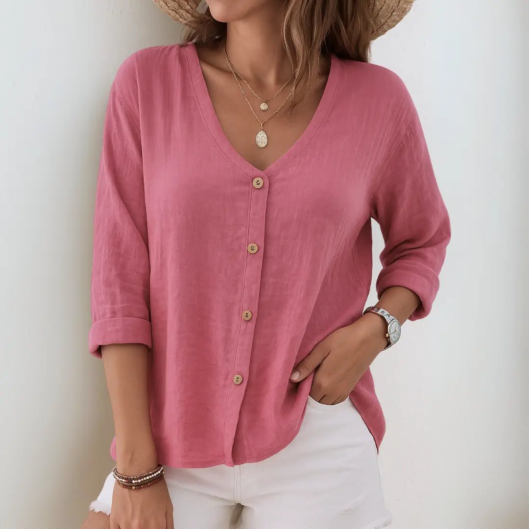 Brooklyn | Breezy Linen Button - Up Blouse - Benjamin New York