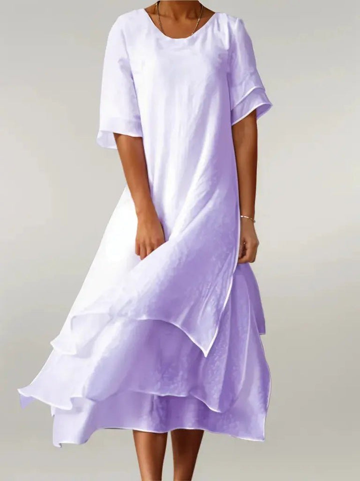 Amelie | Soft Tiered Asymmetrical Midi Dress - Benjamin New York