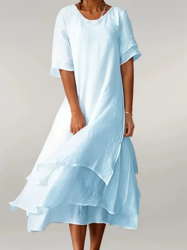 Amelie | Soft Tiered Asymmetrical Midi Dress - Benjamin New York