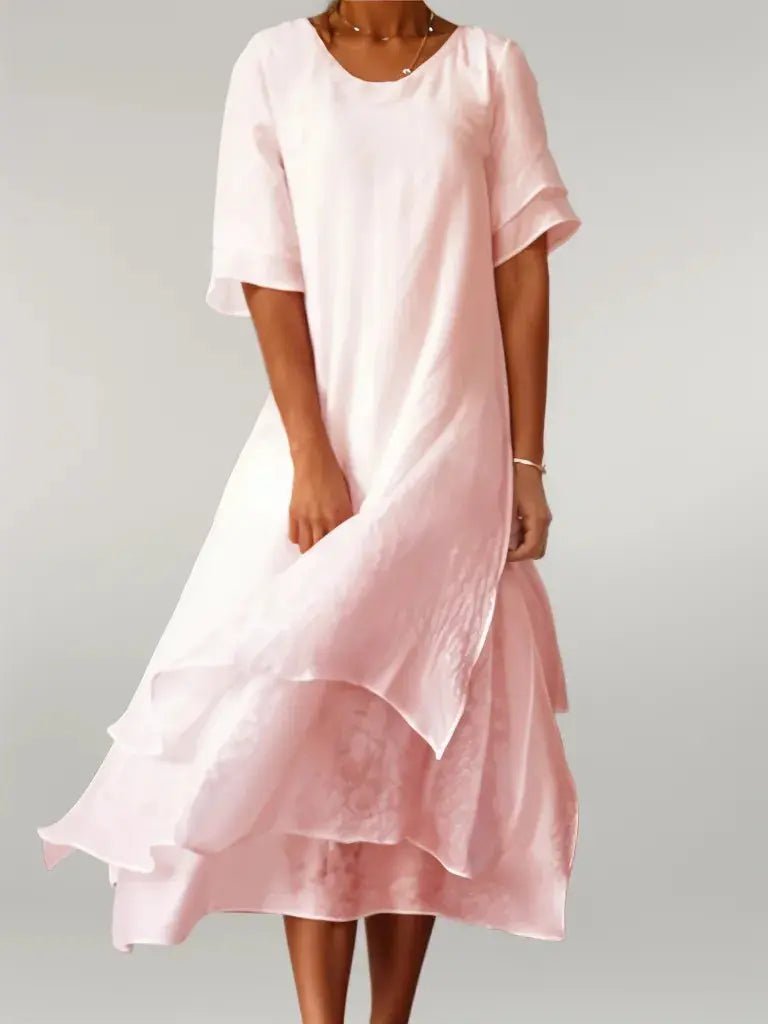 Amelie | Soft Tiered Asymmetrical Midi Dress - Benjamin New York