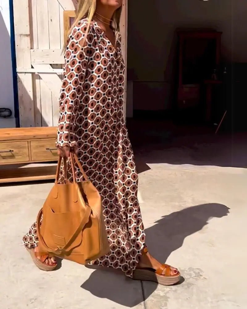 Hazel | Effortless Retro - Print Longline Dress - Benjamin New York