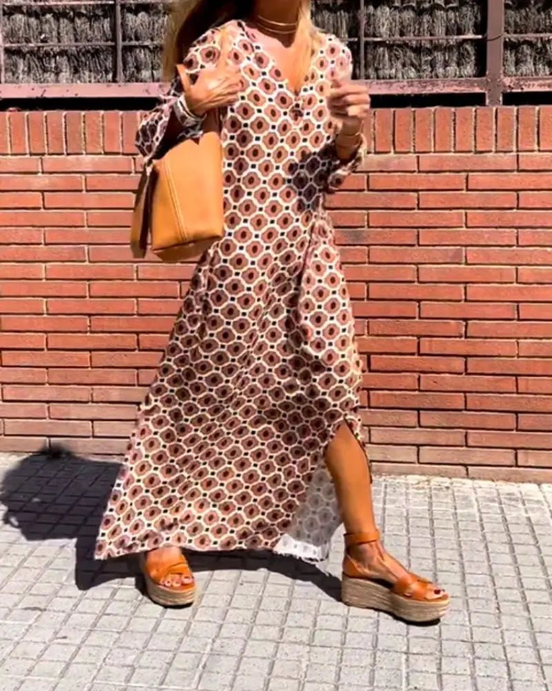 Hazel | Effortless Retro - Print Longline Dress - Benjamin New York