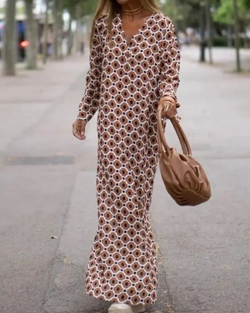 Hazel | Effortless Retro - Print Longline Dress - Benjamin New York