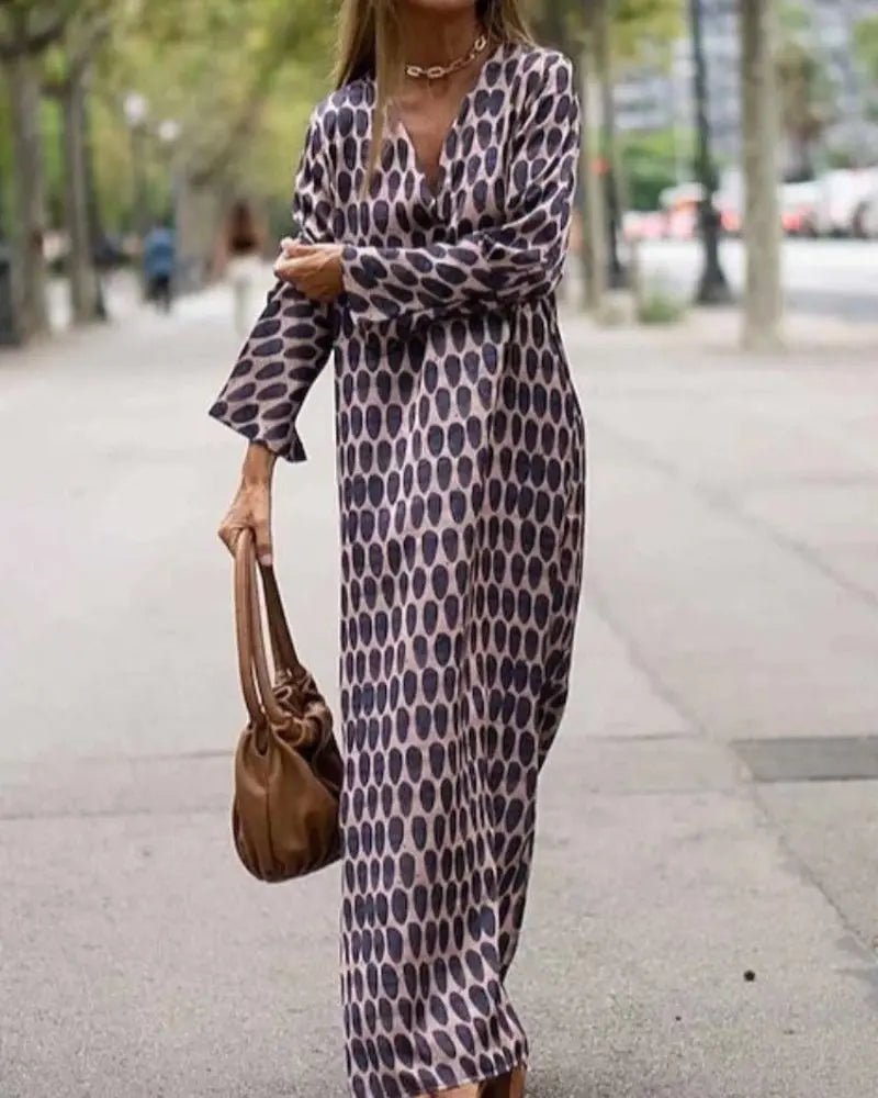 Hazel | Effortless Retro - Print Longline Dress - Benjamin New York