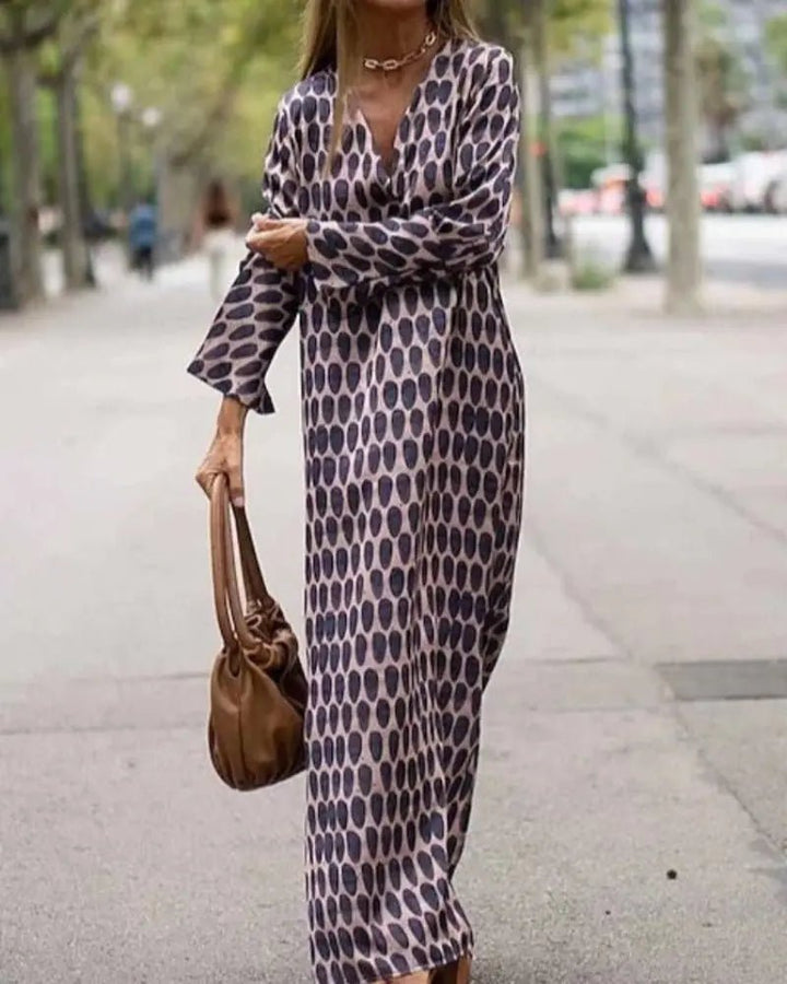 Hazel | Effortless Retro - Print Longline Dress - Benjamin New York