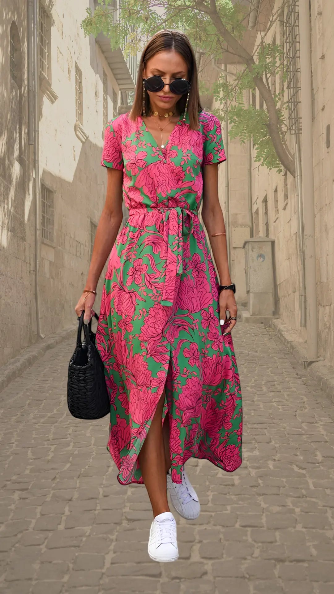 Aubrey | Bold Floral Wrap Maxi Dress - Benjamin New York