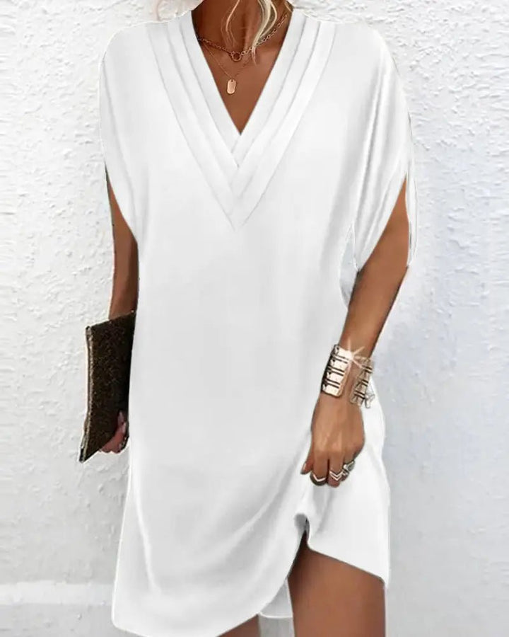 Grace | Deep Olive V - Neck Tunic Dress - Benjamin New York