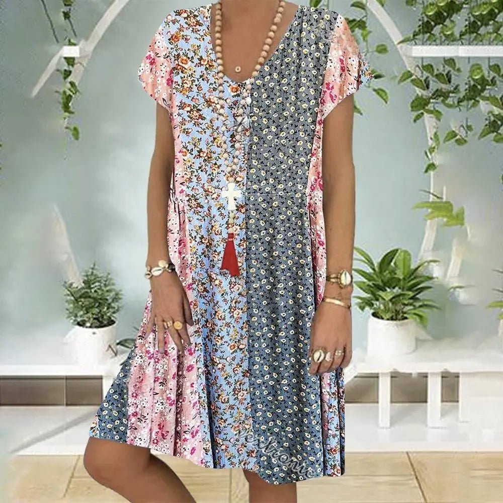 Flora | Mixed Floral Patchwork Dress - Benjamin New York