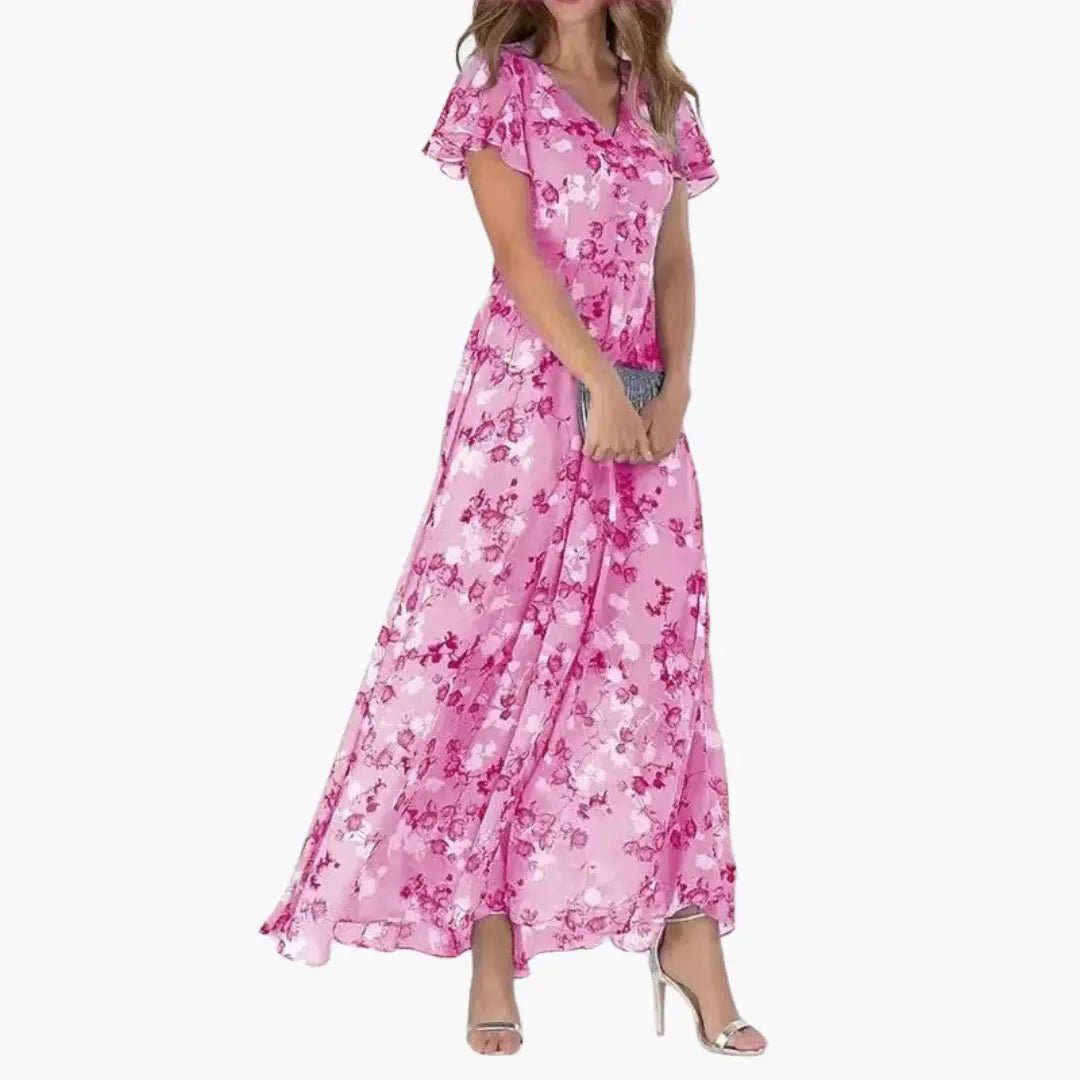 Kaylee | Floral Flutter - Sleeve Maxi Dress - Benjamin New York