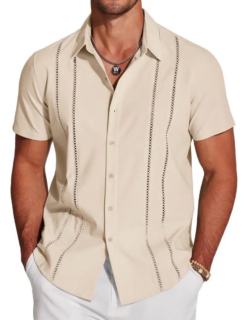 Magnus | Relaxed Fit Embroidered Guayabera Shirt - Benjamin New York