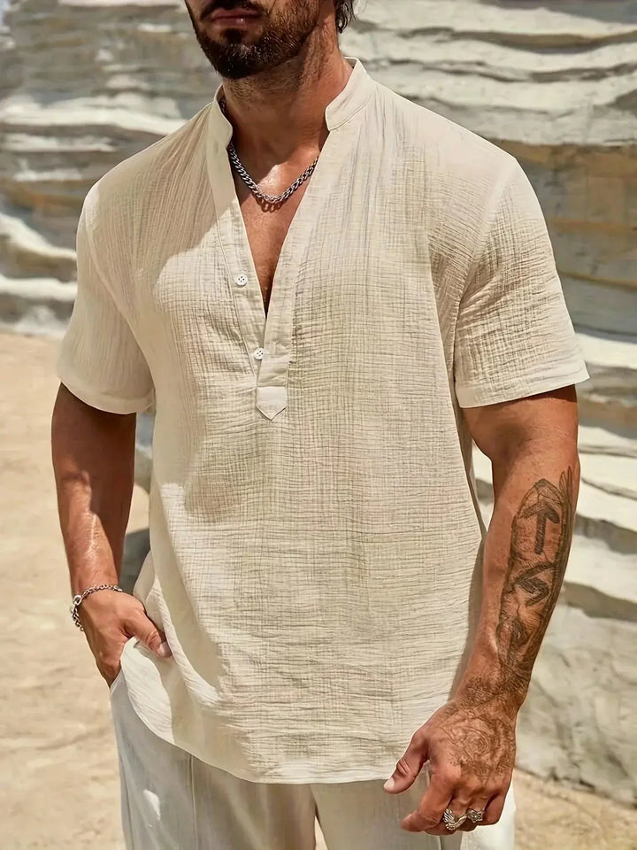 Scott | Cozy Stand - Collar Summer Shirt - Benjamin New York