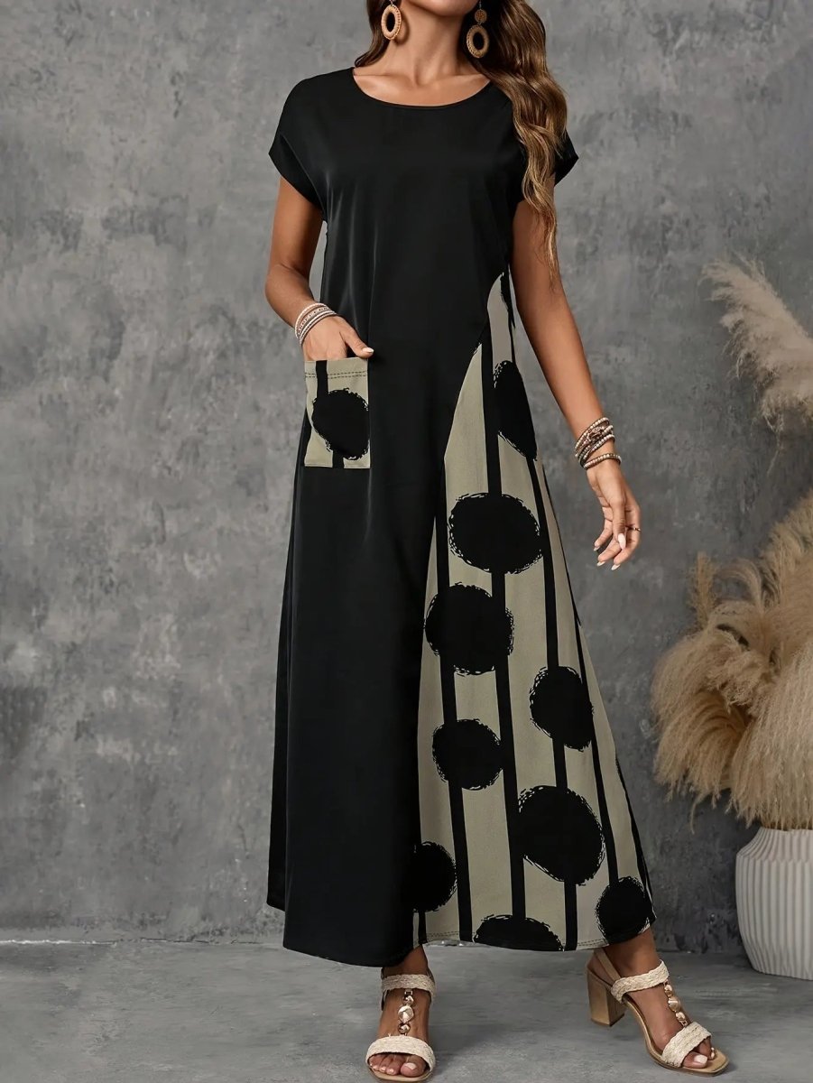 Nina | Modern Contrast Pocket Maxi Dress - Benjamin New York