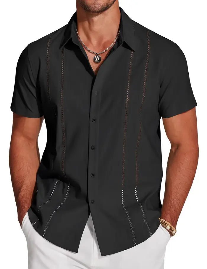 Magnus | Relaxed Fit Embroidered Guayabera Shirt - Benjamin New York