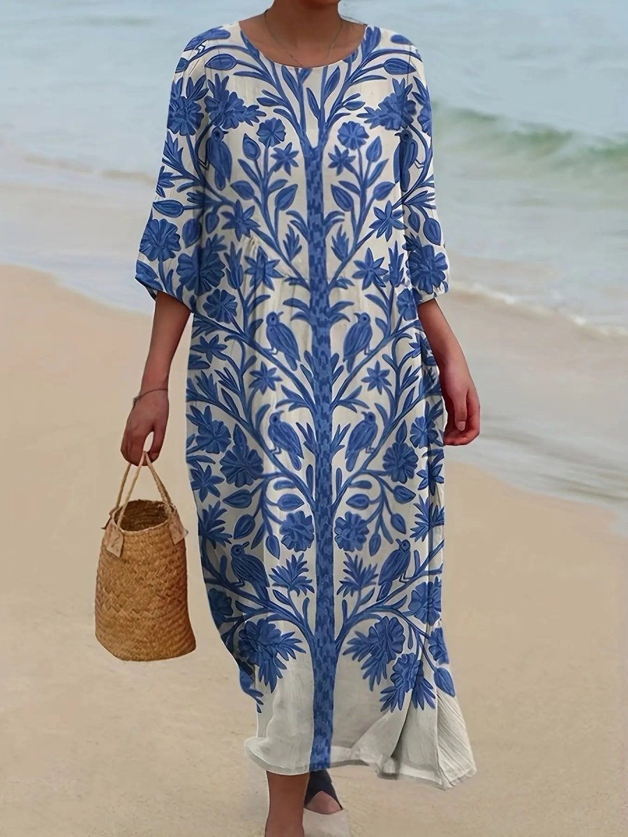 Elspeth | Blue Botanical Elegance Maxi Dress - Benjamin New York