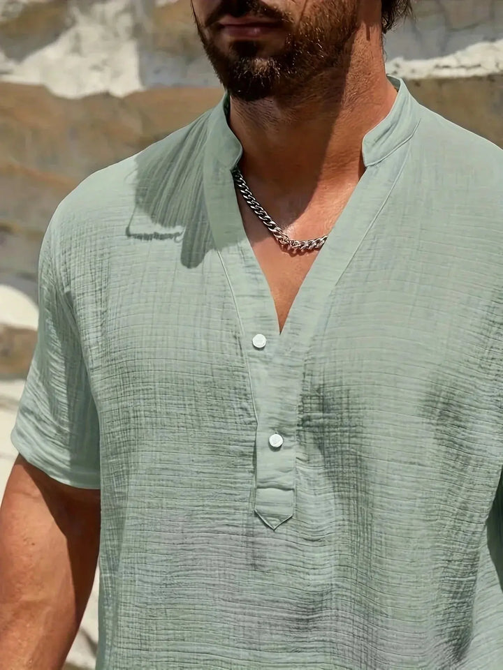 Scott | Cozy Stand - Collar Summer Shirt - Benjamin New York