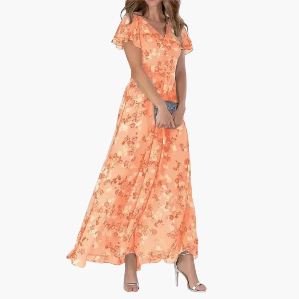 Kaylee | Floral Flutter - Sleeve Maxi Dress - Benjamin New York