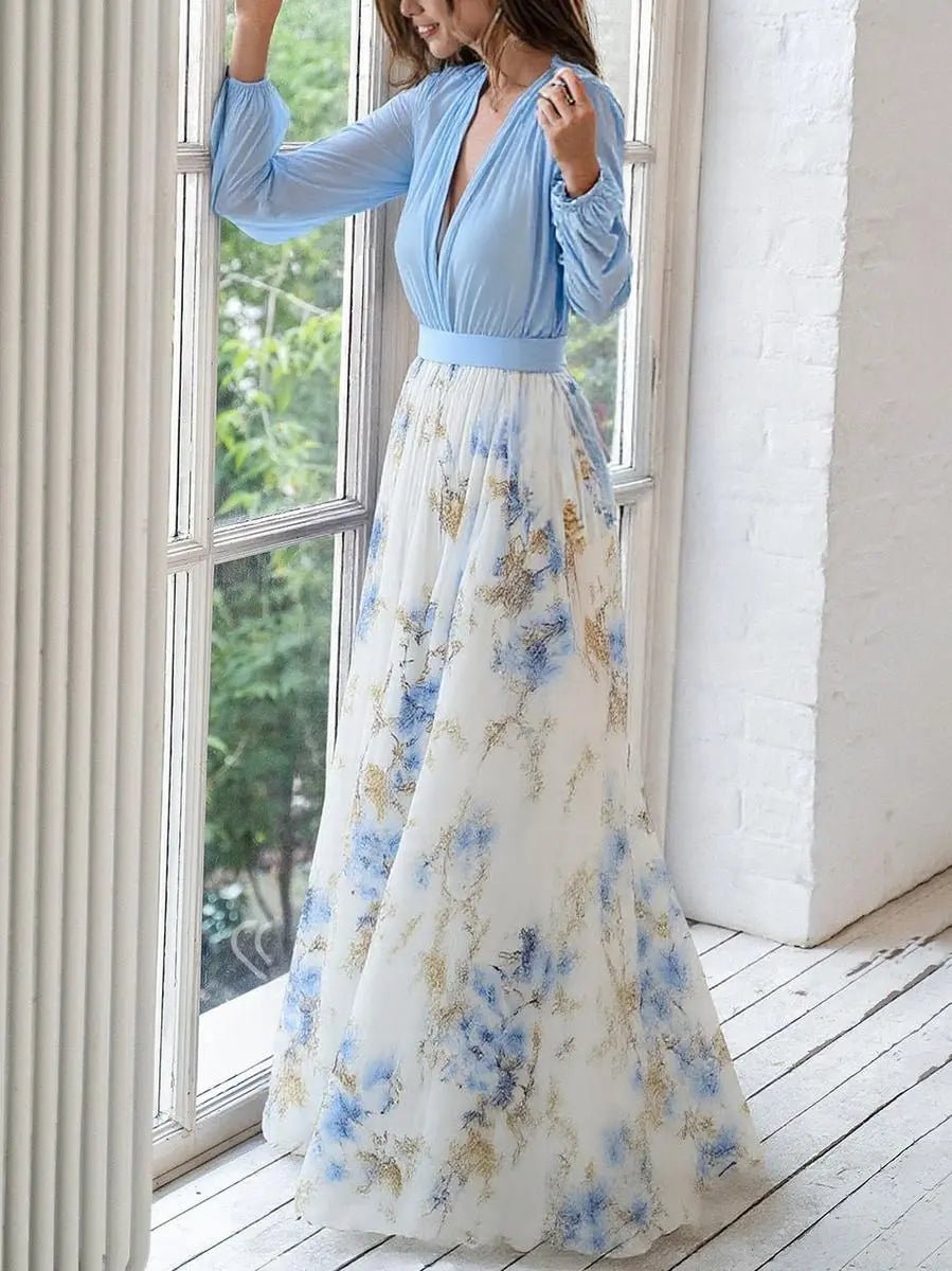 Aurora | Flowing Sky - Blue Chiffon Gown - Benjamin New York