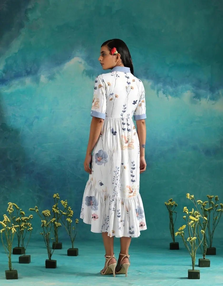 Lily - Mae | Elegant Floral Button - Up Midi Dress - Benjamin New York