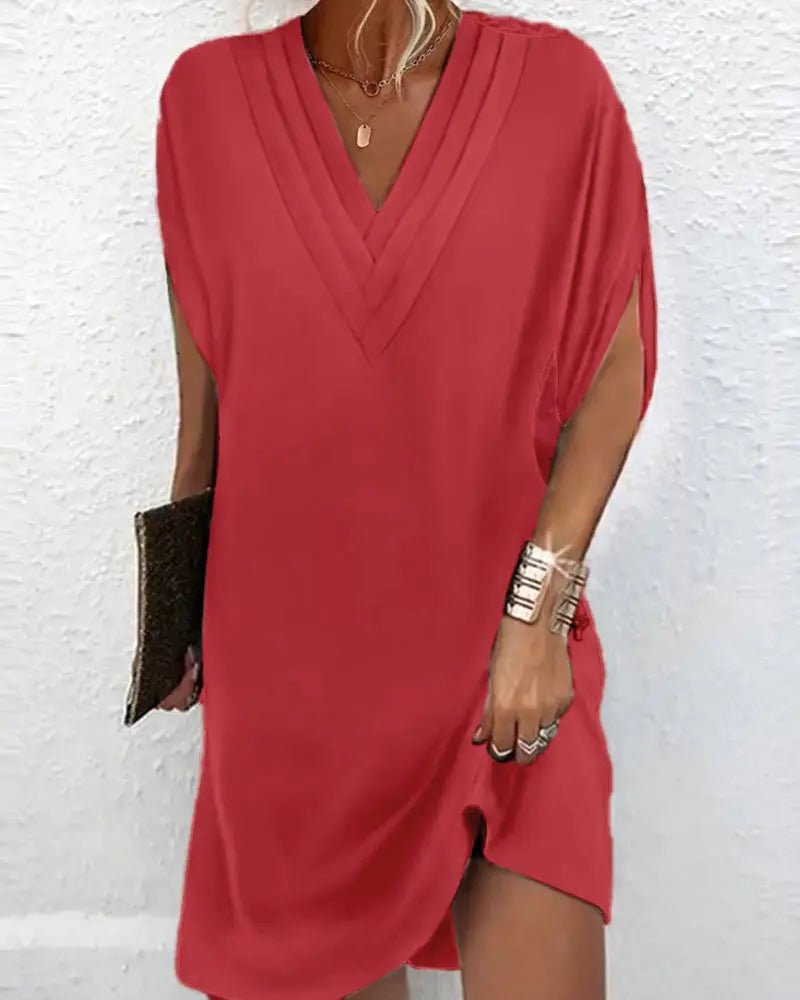 Grace | Deep Olive V - Neck Tunic Dress - Benjamin New York