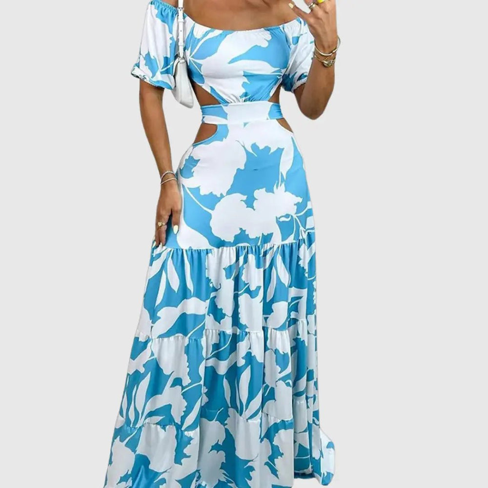 Isla | Off - Shoulder Orange Blossom Maxi Dress - Benjamin New York