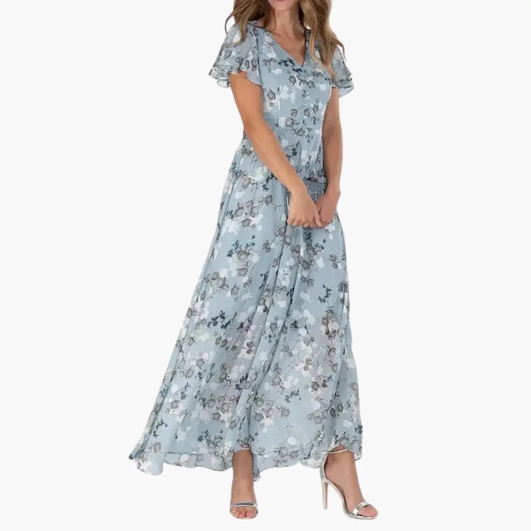 Kaylee | Floral Flutter - Sleeve Maxi Dress - Benjamin New York