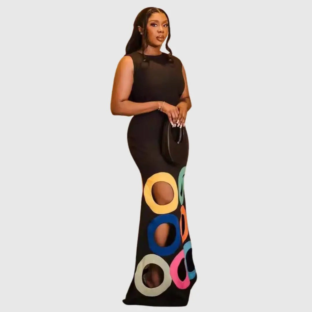 Marissa | Elegant Cut - Out Circle Detail Maxi Dress - Benjamin New York
