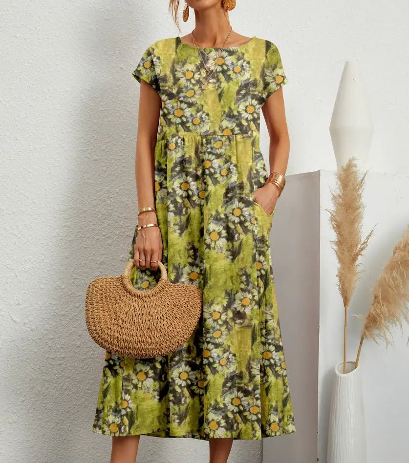 Isla - Rose | Relaxed Fit Boho Floral Midi Dress - Benjamin New York