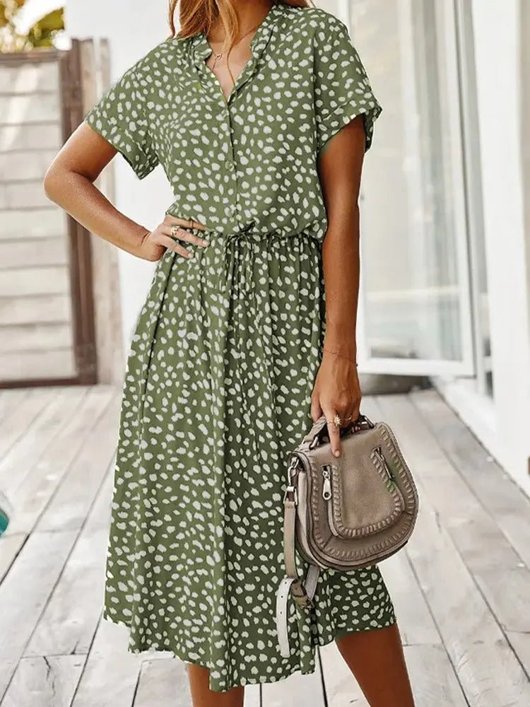 Georgia | Soft - Spotted Button - Up Midi Dress - Benjamin New York