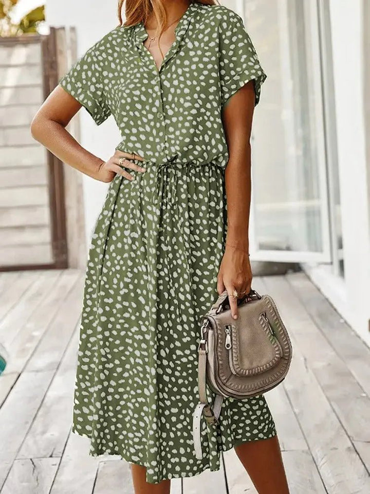 Georgia | Soft - Spotted Button - Up Midi Dress - Benjamin New York