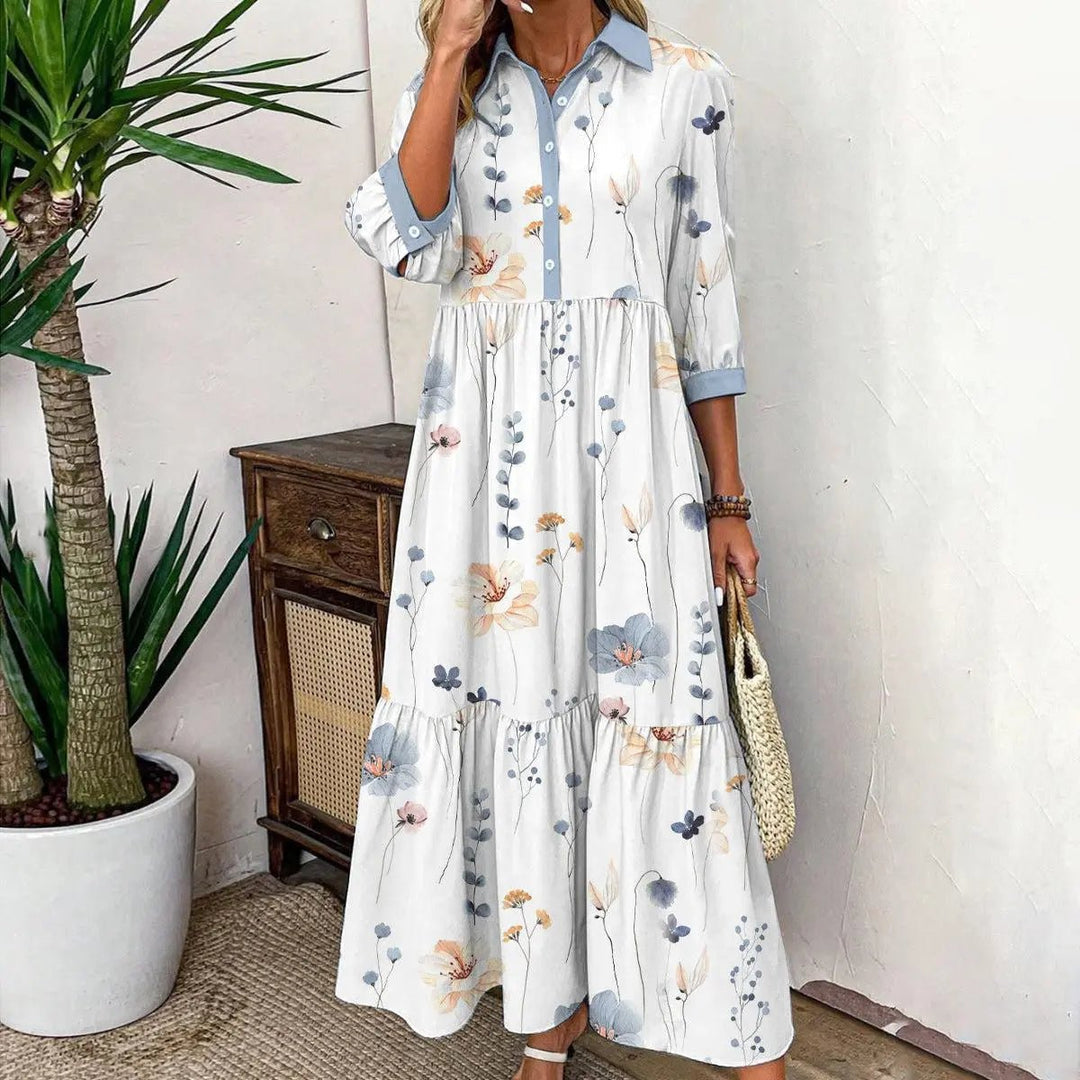 Lily - Mae | Elegant Floral Button - Up Midi Dress - Benjamin New York