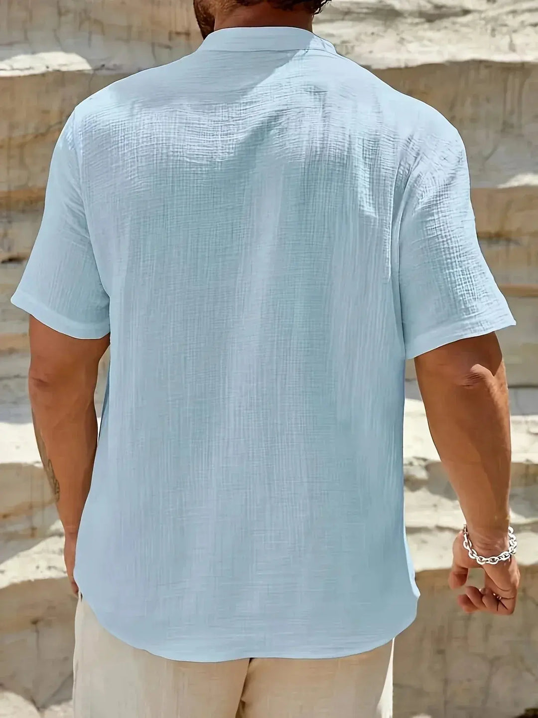 Scott | Cozy Stand - Collar Summer Shirt - Benjamin New York