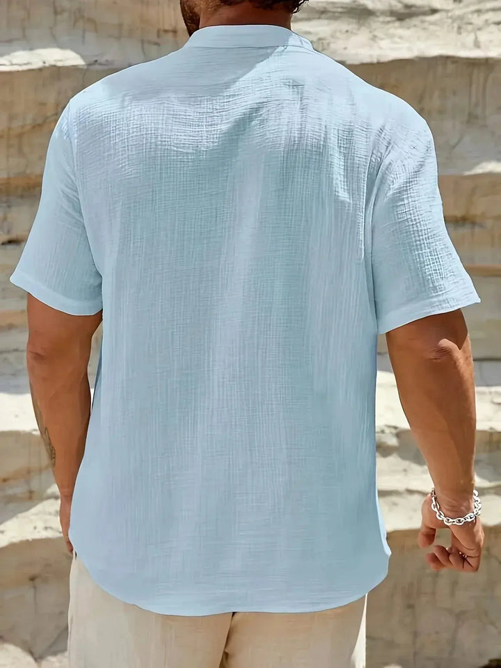 Scott | Cozy Stand - Collar Summer Shirt - Benjamin New York