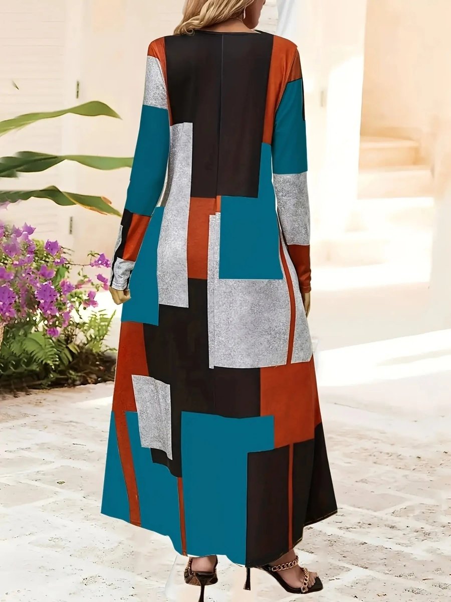 Talia | Colorblock Long Sleeve Maxi Dress - Benjamin New York