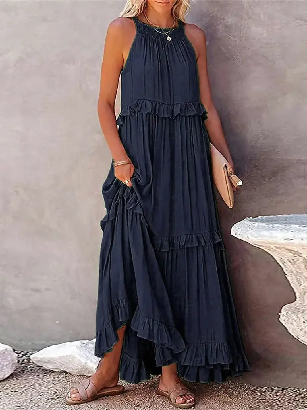 Madelyn | Boho Ruffle Maxi Dress - Benjamin New York