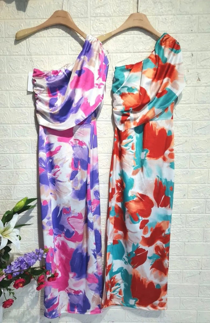 Marina | One - Shoulder Watercolor Bodycon Dress - Benjamin New York